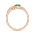 thumbnail image 2 of ANGARA Natural Solitaire Emerald Twisted Ribbon Ring with Pave Diamond Accents in 14K Rose Gold for Women (Size-6x4mm) | May Birthstone, Anniversary, Jewelry Gift for Women | Natural Emerald Ring, 2 of 9