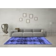 thumbnail image 3 of Ahgly Company Machine Washable Indoor Round Abstract Blue Modern Area Rugs, 5' Round, 3 of 4