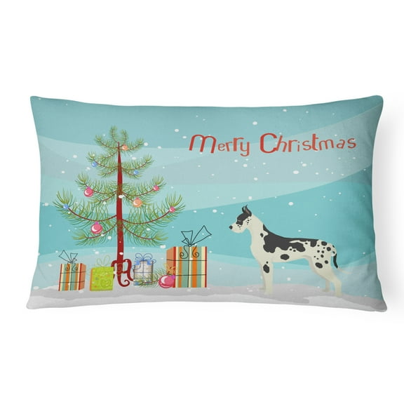 Carolines Treasures CK3542PW1216 Great Dane Christmas Tree Canvas Fabric Decorative Pillow, 12H x16W, multicolor