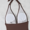 thumbnail image 4 of Halter V-Neck Ruched Swimsuit for Women Tummy Control with High Cut Legs Monokini Lightweight Breathable Ideal for Pool Vacation Summer Beach, 4 of 5