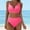 Hot Pink, variant on QUNYINEY V Neck Womens Swimsuits Bikinis Spaghetti Straps Solid Bathing Suit Two Piece High Waisted Swimsuit Sets