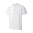 thumbnail image 2 of Jalioing Men's Casual Short Sleeve Shirts Vintage Fashion Plain Stand Collar Button Tops Business Work T Shirt, 2 of 3