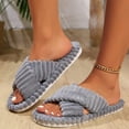 thumbnail image 2 of Mostsola Slippers for Women Memory Foam Corduroy House Slippers Comfort Open Toe Slides Sandals, 2 of 9
