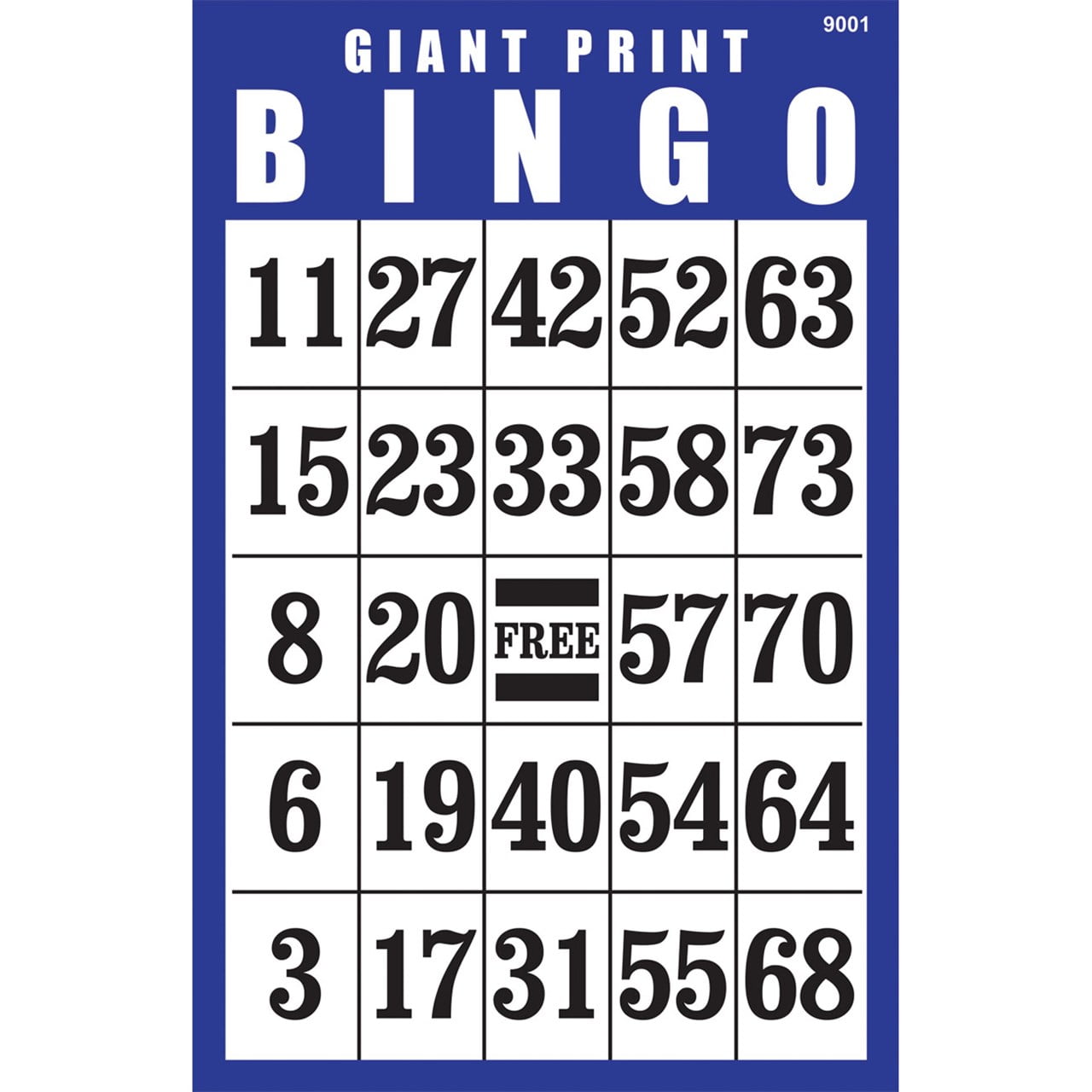 Giant Print Laminated BINGO Card- Blue - Walmart.com