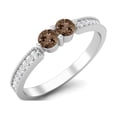thumbnail image 2 of 3mm Round Smoky Quartz 925 Sterling Silver Two Stone Mother's Day Gift Ring, 2 of 3