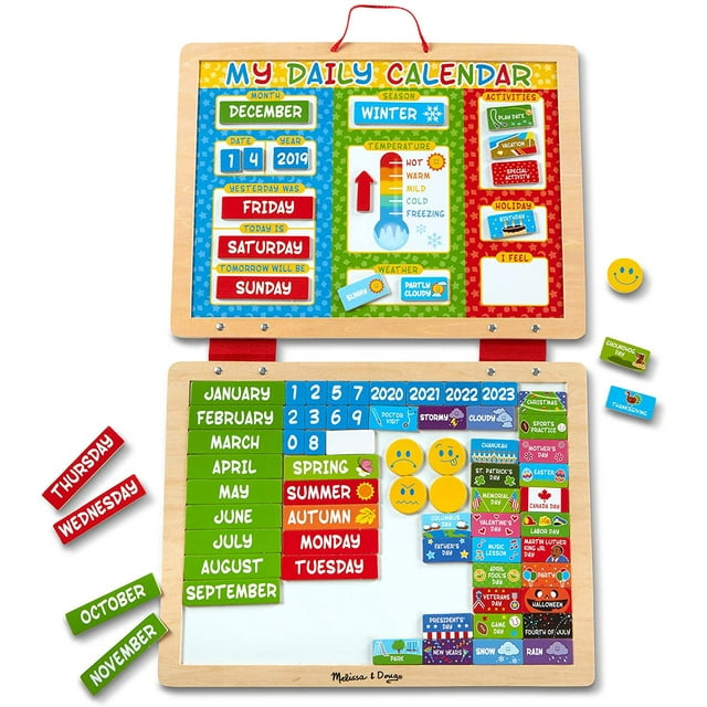 Calendario Magnético Diario Melissa & Doug MD-08765 con 80 imanes Borrado en Seco Infantil