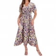 thumbnail image 2 of WILLBEST Vestidos de Mujer 2025 Nuevo Vestido Largo con Estampado de Encaje, Manga Corta, Cuello En V y Abertura con Lazo Chica, 2 of 4