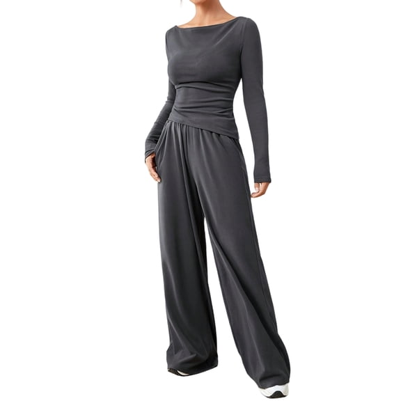 Yokua Two-piece women's long-sleeved travel suit, comfortable home wear, loose pants, casual sports suit