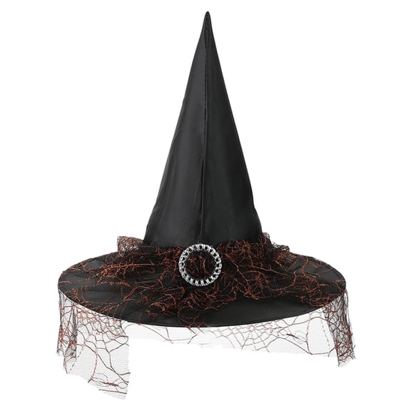 Wuxian Kids Halloween Sun Hats Lace Mesh Star Kids Witch Hat Girls Lace Witch's Hat For Kids Youth Teens Decorations Cap