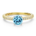 thumbnail image 3 of Gem Stone King 14K Two Tone Gold Swiss Blue Topaz and Lab Grown Diamond Engagement Ring for Women | 1.16 Cttw | Round 6MM | Gemstone November Birthstone | Size 5, 3 of 6