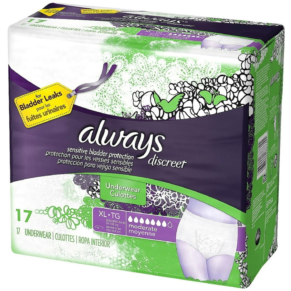 Always Discreet Moderate Absorbency Incontinence Underwear, Extra Large