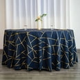 thumbnail image 5 of Efavormart 120" Navy Blue Round Polyester Tablecloth With Gold Foil Geometric Pattern, 5 of 5