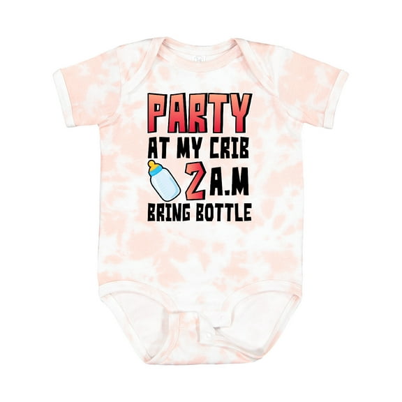 Inktastic Party at My Crib 2 A.m. Bring Bottle Baby Humor Boys or Girls Baby Bodysuit
