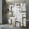 thumbnail image 3 of Extra Long Shower Curtain Brown Modern Shower Curtain with Geometric Pattern, Bath Decor Shower Curtain Set Waffle Textured with Heavy Dutyand Rustproof Metal Grommets,Espresso Chocolate,72x84 Inch, 3 of 5