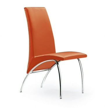 Pemberly Row Faux Leather Dining Chair in Orange (Set of 2)
