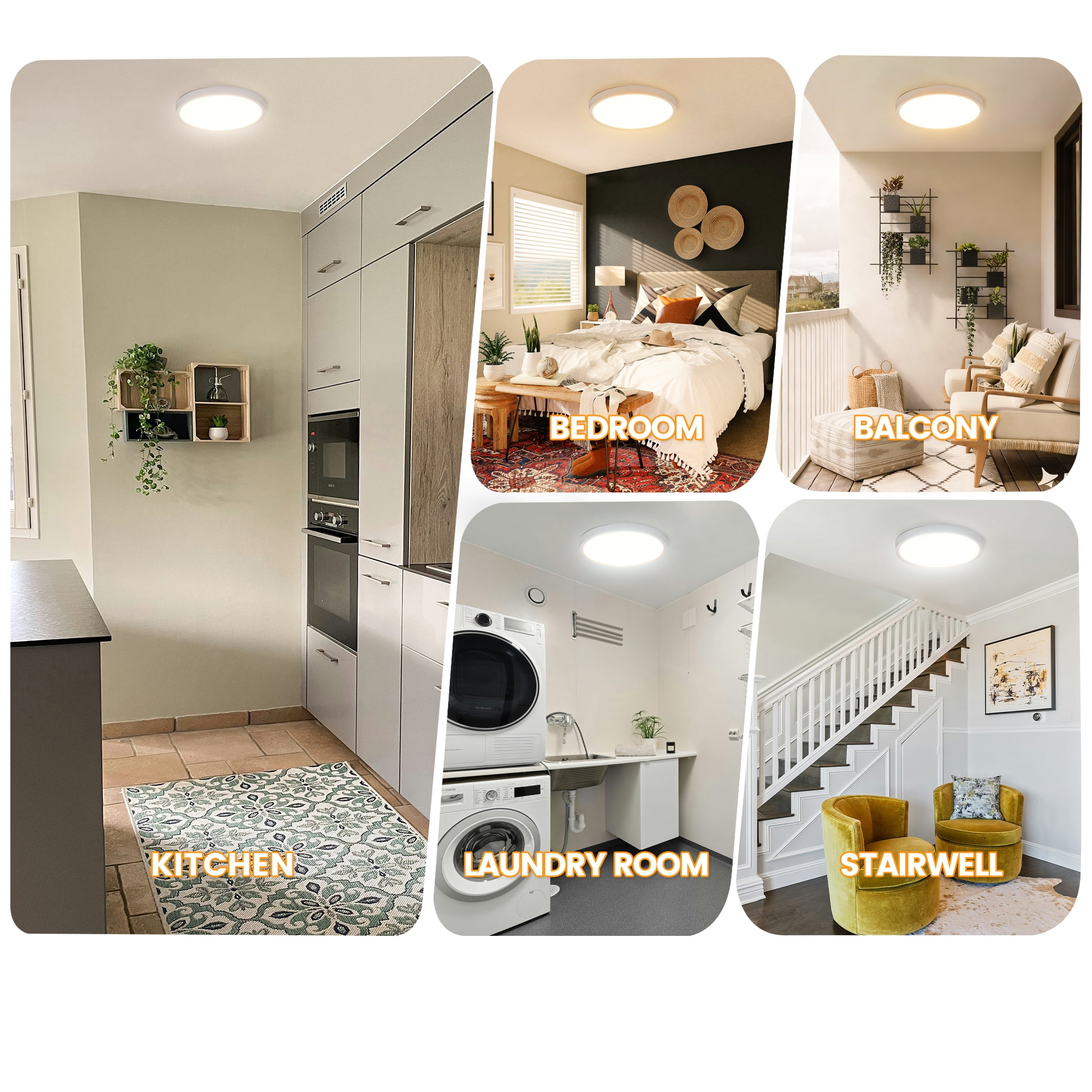 Hlite 4 Pack 12" LED Ceiling Light, 24W 3CCT Selectable Flush Mount Light,Damp Rated Close to Ceiling Light for Bathroom(White)