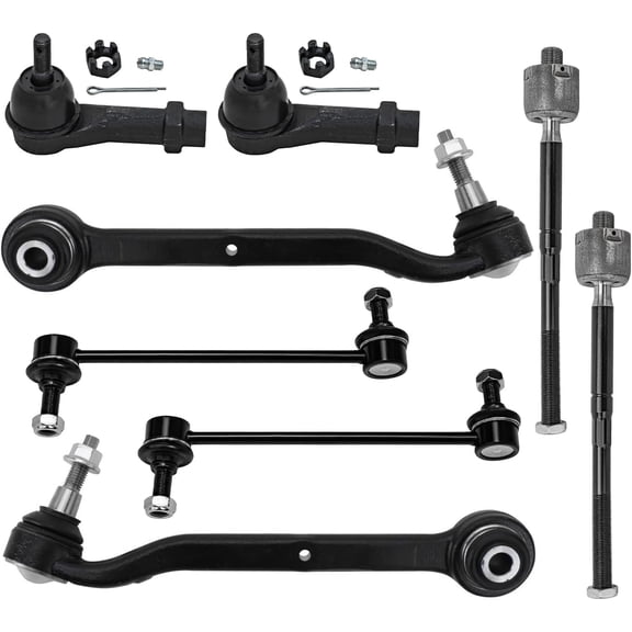 Detroit Axle - 8pc Front End Kit for 2015-2020 Ford Mustang, 2 Lower Rearward Control Arms with Ball Joint 2 Sway Bar Links 4 Inner Outer Tie Rods Replacement