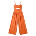 thumbnail image 6 of Jumpsuits for Women Sleeveless Cut-Out Waist U-Neck Spaghetti Strap Backless Tie-Back Ruched High Waist Summer Romper XL, 6 of 6