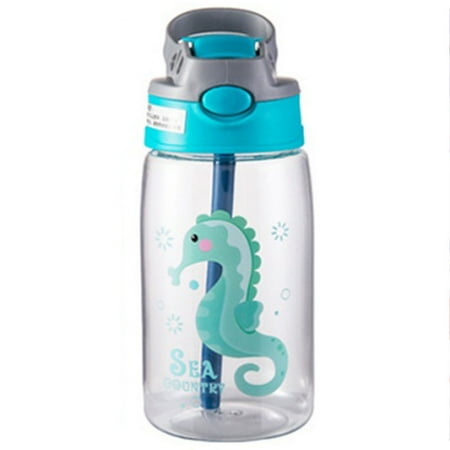

Kids Cartoon Water Bottle BPA Free One Click Open Flip Top Bottle for Women Teen Gray 480ml Ocean