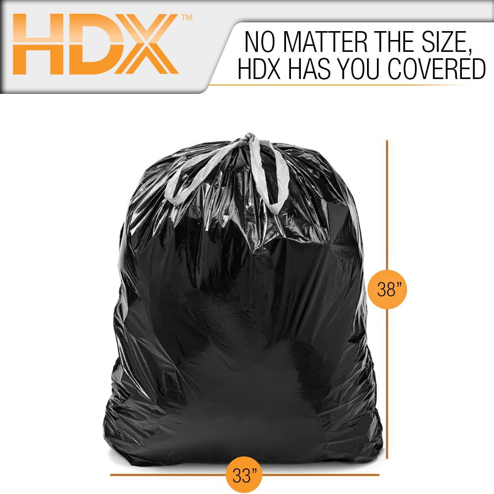 33-39 Gal. Black Heavy Duty Drawstring Trash Bags (50-Count) - For Outdoor And Yard Waste