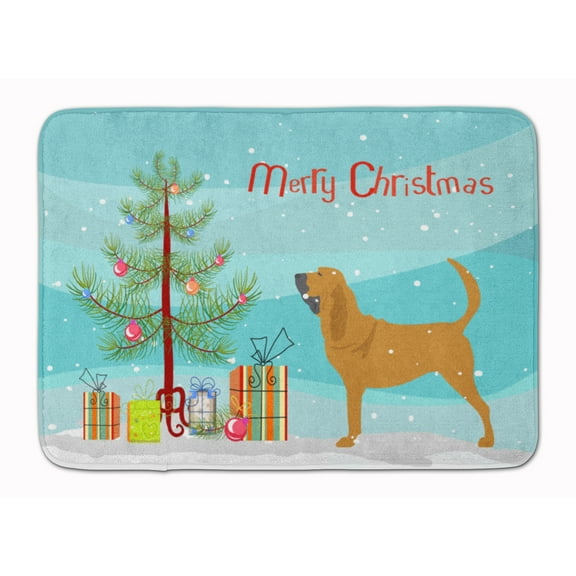 Bloodhound Merry Christmas Tree Machine Washable Memory Foam Mat