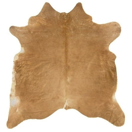 Beige Cowhide - Riverbay Furniture Hand Crafted Brown Stencil Cow Hide Rug in Beige
