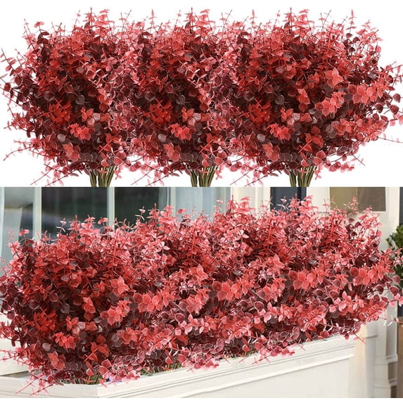 GRNSHTS 20 Bundles Outdoor Artificial Flowers UV Resistant Fake Boxwood Plants, Faux Greenery for Indoor Outside Hanging Plants Garden Porch Window Box Home Wedding Farmhouse Décor (White)