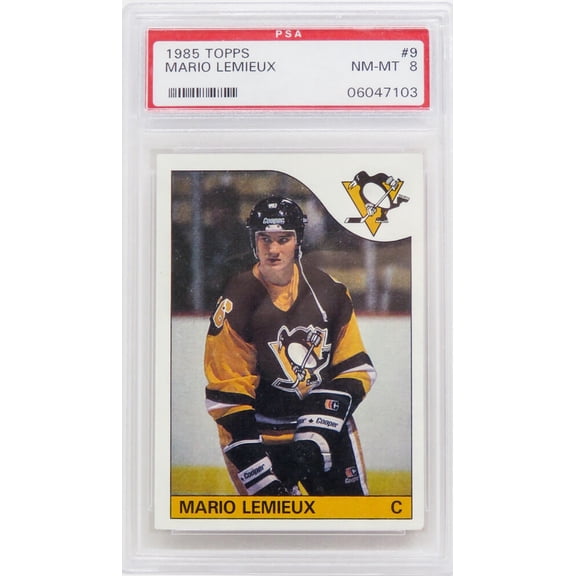Mario Lemieux (Pittsburgh Penguins) 1985 Topps Hockey RC Rookie Card #9 - (PSA 8 NM-MT) (H)