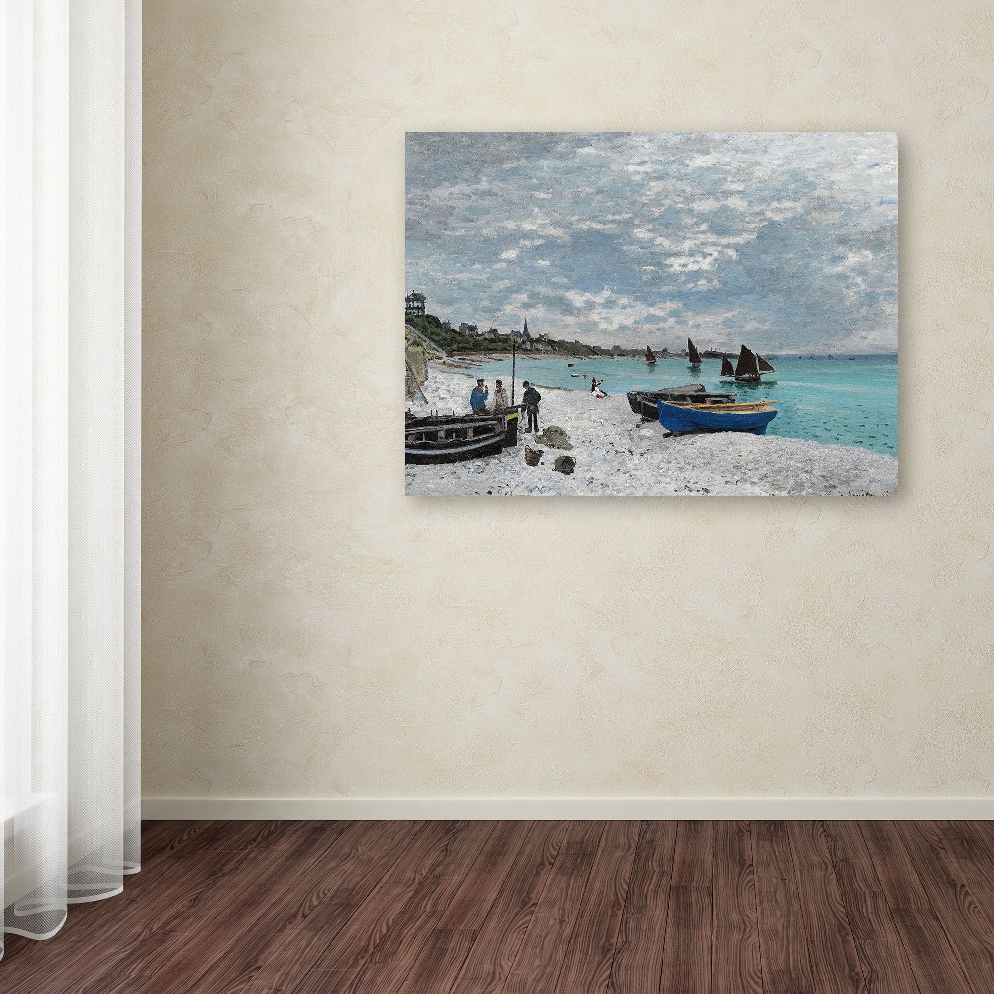 The Beach At Sainteadresse' Canvas Art by Monet