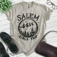 thumbnail image 2 of Salem Witch Girl's Trip T-shirt, Unisex Women's Men's Shirt, Halloween Spooky Season Novelty Gift, Light Silk Gray, X-Small, 2 of 6