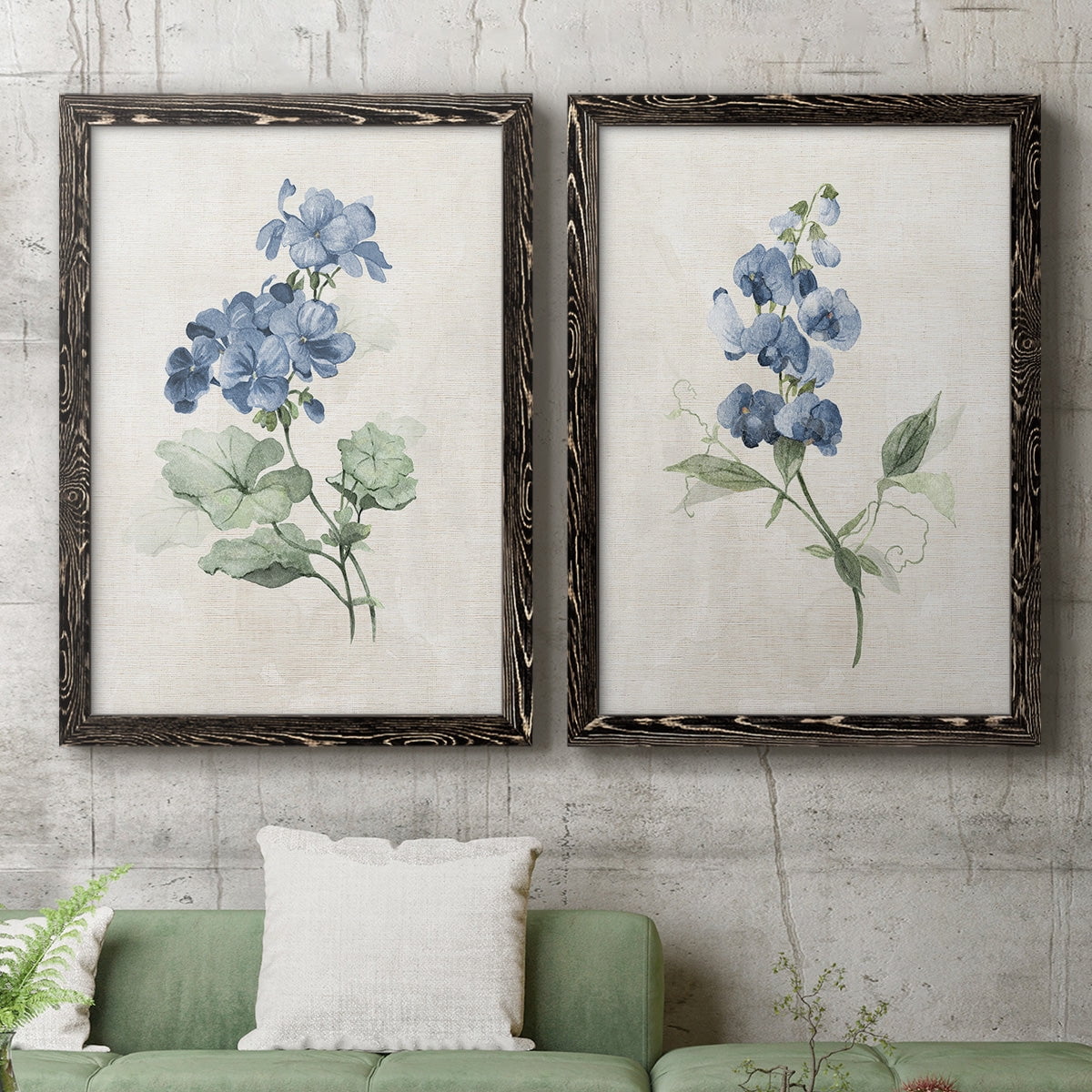Farmhouse Periwinkle I - Premium Framed Canvas 2 Piece Set - Ready to Hang