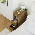 thumbnail image 6 of Pusnapku Nightstand Set of 2, Narrow Bedside Table with Drawers, Open Storage, Mid-Century Wooden End Table, Accent Cabinet for Bedroom, Living Room, 6 of 9