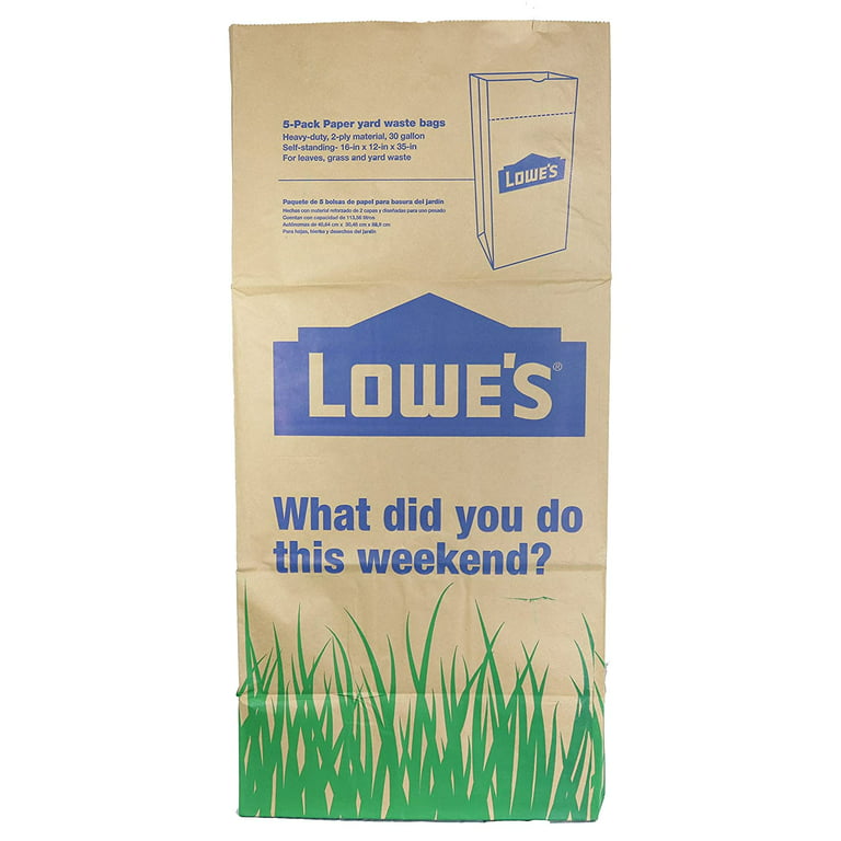 Lowe's 30 Gallon Heavy Duty Brown Paper Lawn and Refuse Bags for Home and Garden (10 Count), Large (LOWESLL)