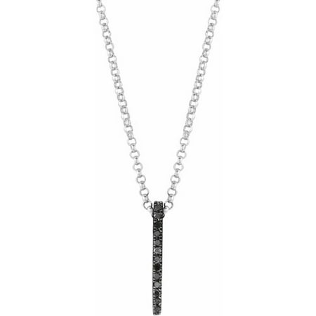 Diamond Accent Sterling Silver Medium Stackable Long Stick Pendant