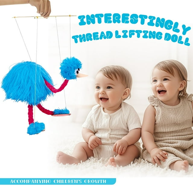 NAOJIE® Ostrich Marionette Puppet,Ostrich Puppet Toy with Pull-String,Interactive Educational Toy for Toddlers,Bird Puppet,String Puppet,Marionette Puppets