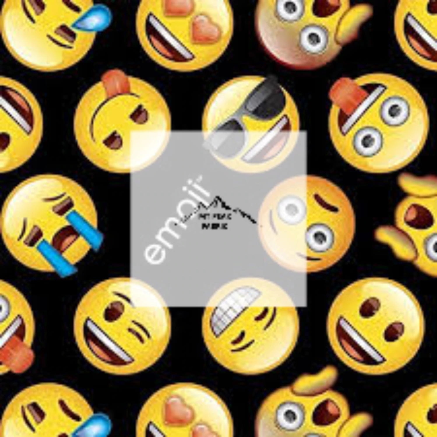 Emoji Black Cotton Fabric