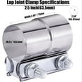 thumbnail image 3 of Binwennn Exhaust Pipe Clamp 2.5 Inch Lap Exhaust Band Clamp Connector Exhaust System Stainless Steel Exhaust Pipe Clamp Exhaust Pipe Connection (2.5 Inch) Metal Sawhorse Table Clamps for Woodworking, 3 of 7