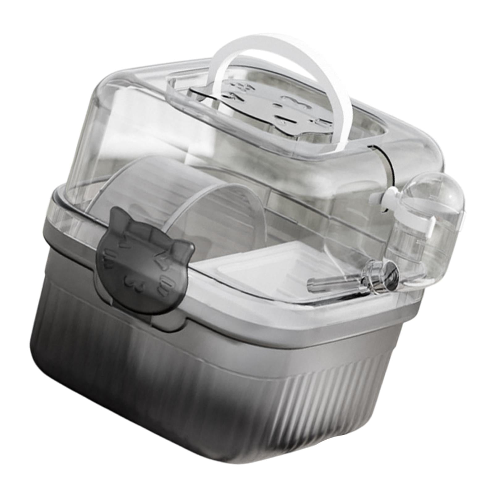 Bothyi Hamster Cage Carrying Box with Water Bottle for Small Animals Gerbils Ferret White