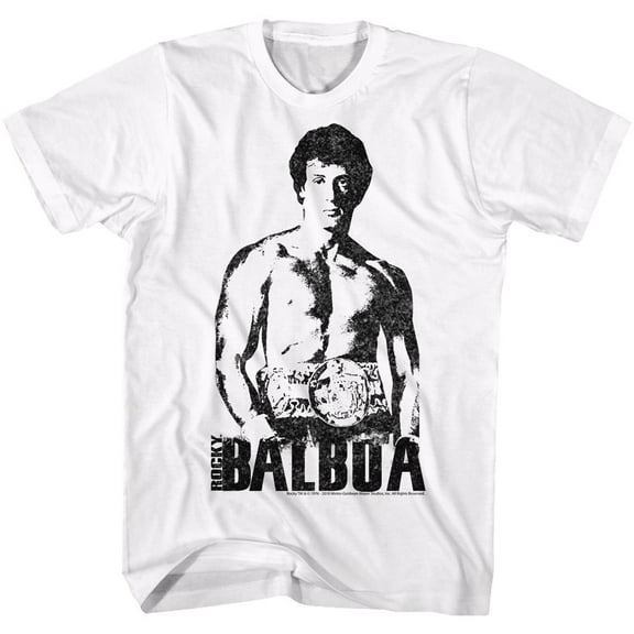 Rocky Towering Over White Adult T-Shirt 6Xl