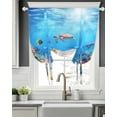 thumbnail image 5 of Ocean Turtle Tie Up Curtains for Window, Thermal Insulated Balloon Shade Adjustable Rod Pocket Curtains Valance Panels for Kitchen Bathroom Cafe 42 x 45 Blue Beach Summer Dolphin Whale Coral Fish, 5 of 6