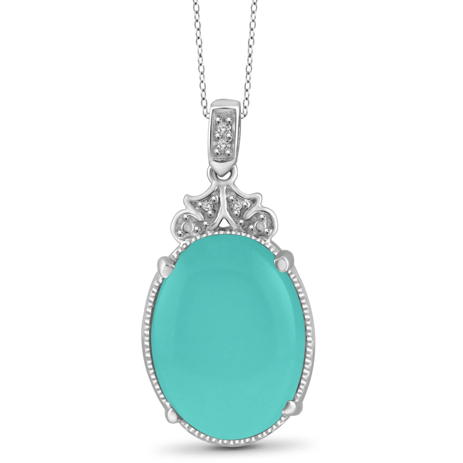JewelersClub 9-3 4 Carat T.G.W. Chalcedony and White Diamond Accent Sterling Silver Fashion Pendant, 18" by JewelersClub