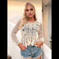 thumbnail image 4 of Traje de Baño de Crochet Transparente para Mujer, con Aberturas y Parte Superior de Bikini Albaricoque un Tamaño, 4 of 10