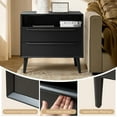 thumbnail image 3 of Tina's Home 26" Black End Table with 2 Drawers, Built-In Charging Station & USB Ports, Modern Living Room Side Table with Open Shelf, 3 of 5