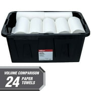(Pack of 4) Hyper Tough 27 Gallon Large Storage Bin with Snap Lid, Black and Red, Heavy Duty Plastic Storage Container