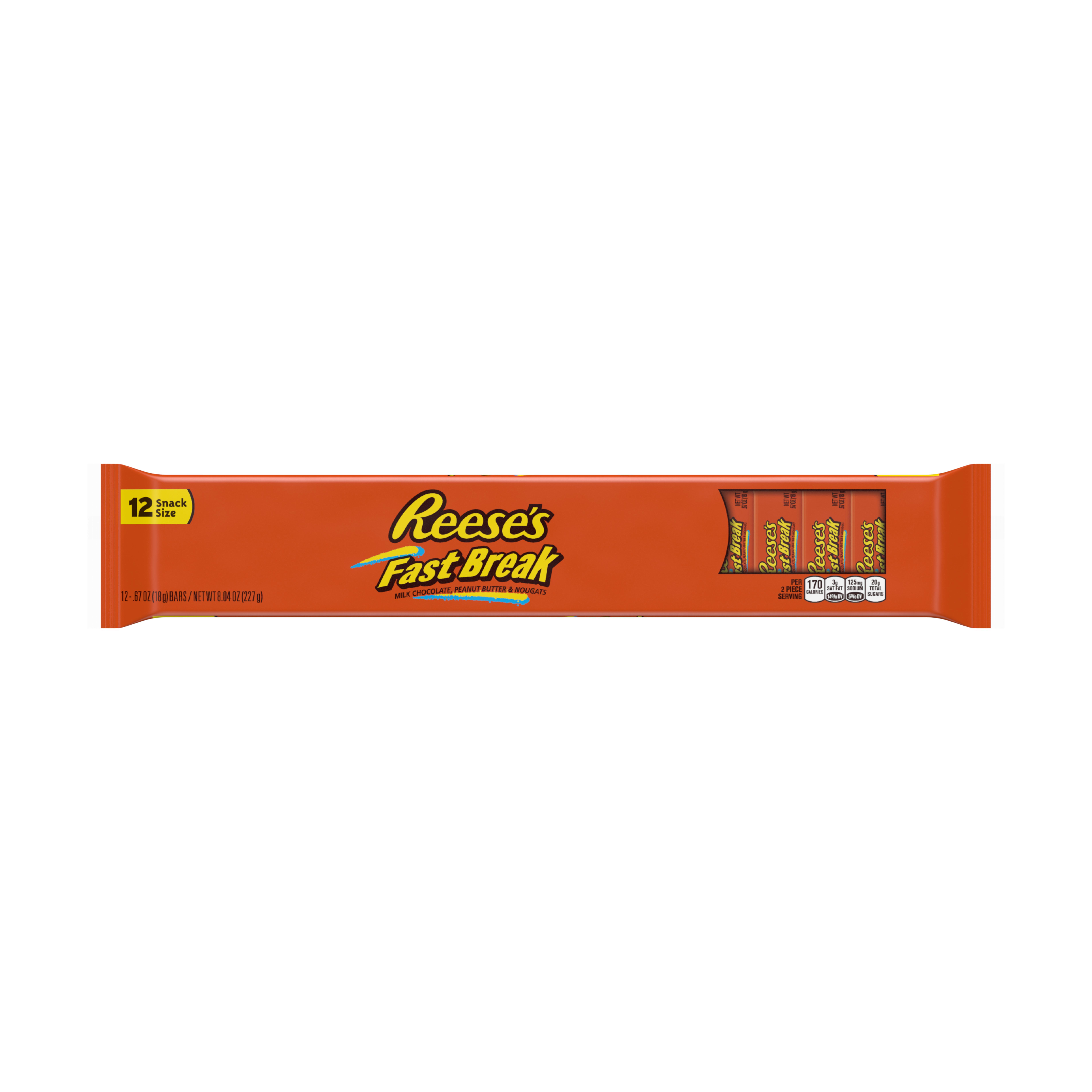 Reese's Fast Break Peanut Butter & Nougats Milk Chocolate Candy, 6.6 oz., 12 Ct