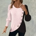 thumbnail image 2 of biudgviw Fall Sweater for Women Ribbed Color Block Crew Neck Casual Pullover Tops Lantern Long Sleeve Lightweight Tunic Blouses, 2 of 7