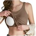 thumbnail image 2 of OIOLOYJM Tank Top with Built in Bra for Women Summer Casual Camisoles Basic Shirts Spring Fashion Comfy Racerback Ribbed Fitted Cami Tops Light Brown M, 2 of 7