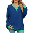 thumbnail image 3 of SHIBEVER Sweatshirts for Women Long Sleeve Tops Pullover Oversized Shirts Fashion Color Block Casual Crewneck Loose T-Shirts Fall Clothing Outfits Tunic Tops Size S, 3 of 6