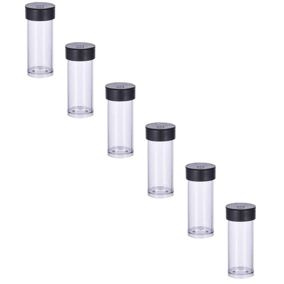 Transparent Plastic Storage Tubes with Black Lids, 1.8x5.6cm Empty Beads Containers for Craft Jewelry Organization, Set of 6