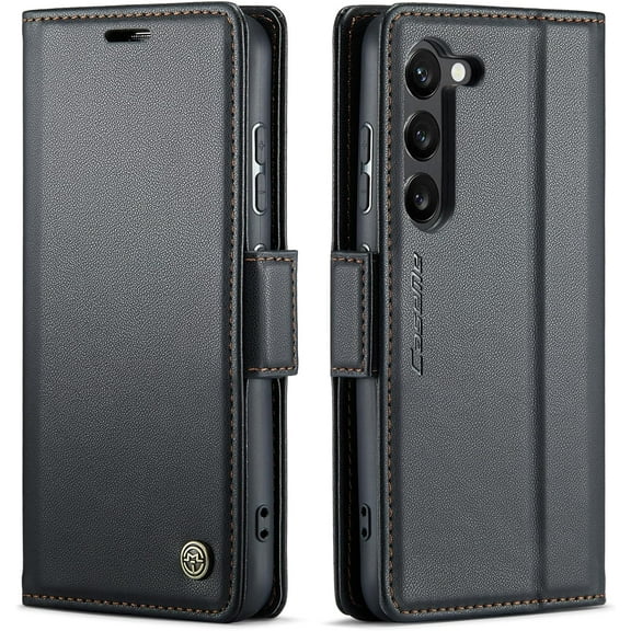 for Samsung Galaxy S24 Case, [RFID Blocking] Magnetic Closure PU Leather Wallet Flip Case with Card Holder Kickstand Shockproof Phone Cover for Samsung Galaxy S24 (Black)